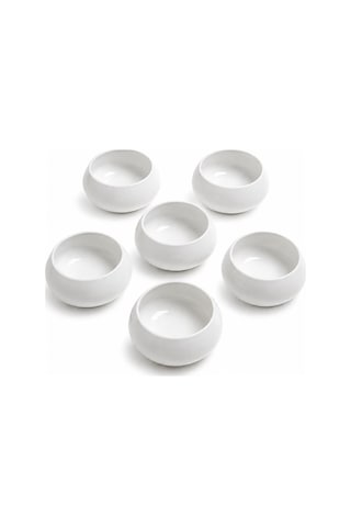 6 Lı Beyaz Porselen Kase Seti Kahvaltılık Çerezlik Sosluk Tatlı Sunum Kasesi 5.5x10 Cm
