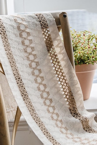 Pamuk Dantel Runner 35x145 Cm Masa Örtüsü Açık Kahve, Krem