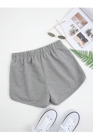 Nasa Bermuda Penye Şort - Gri Baskılı Kordonlu Baskılı Gri