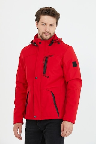 Mero Life Içi Kürklü Kapüşonlu Su Ve Rüzgar Geçirmez Softshell Erkek Mont Kırmızı