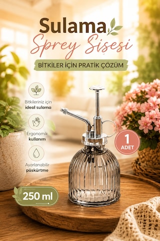 Perotti 15731 Gri Vintage Cam Bitki Sulama Şişesi Sprey Şişe