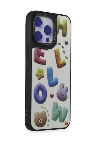 Newface Apple, Uyumlu iPhone 15 Pro Kılıf Mirror Desenli Kapak - Mirror - 15 - Özel Seri 8683140636753 Beyaz