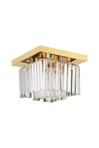 İstanbul Avize Yasemin 30 Cm Kare Gold Kristal Taşlı Avize Altın