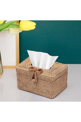 Pazly Yüz Yay Tokası Tutucu Suntek Rattan Mendil Kutusu Kapağı Ev Dekor Jp Diğer