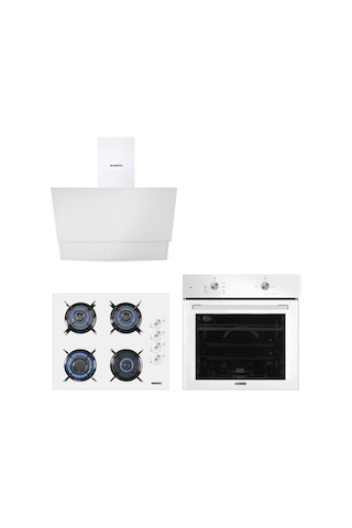 Kumtel B66-S2 - KO-40TAHDF - DA6-835 Home Plus Beyaz Cam Ankastre Set