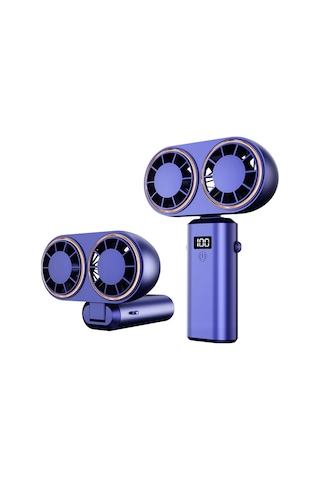 El Kişisel Fan Kompakt Şarj Edilebilir Çift Fan Soğutucu Şarj