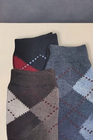 Erkek 5 Çift Günlük Sıkmayan Boğazlı Terletmez Ekose Desenli Baba Çorabı Asorti