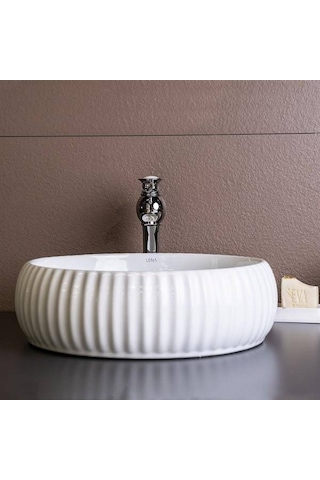 Lena - Tezgah Üstü Porselen Lavabo - E-4161- Beyaz
