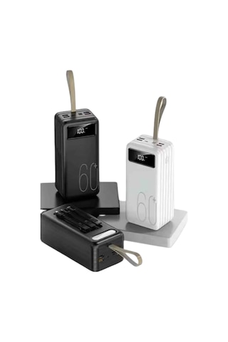 Tek Hızlı Şarj 4 Çıkışlı Powerbank 60.000 Mah Taşınabilir Dijital Göstergeli Najmaddin