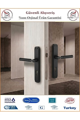 Trendhomm Parçalı Aynalı - Mat Siyah - Yale Dış Çelik Kapı Kolu