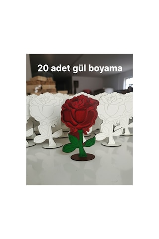 Ahşap Çiçek Boyama 20 Adet Anaokulu Kreş Yaz Okulu Etkinliği