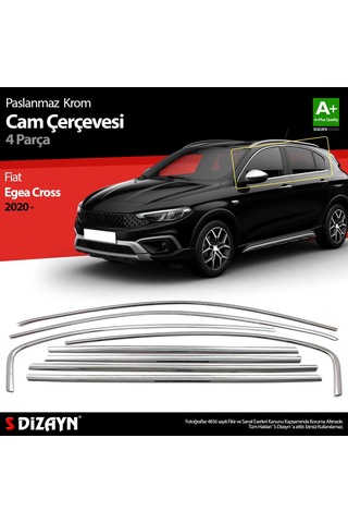 S-Dizayn  Fiat Egea Cross Krom Cam Çerçevesi 8 Prç 2020 Üzeri