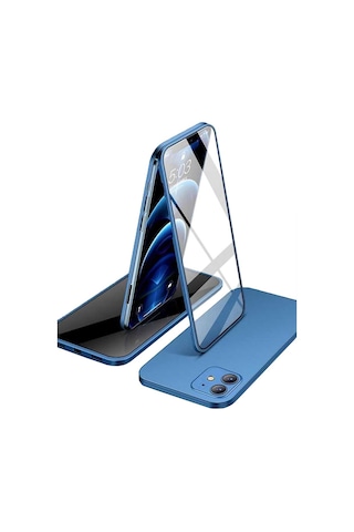 Apple iPhone Uyumlu 12 360 Derece Tam Kaplayan Cam Kapak Kılıf