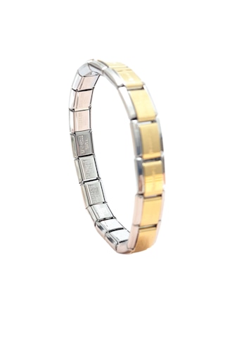 Çelik Bileklik İtalyan Charm Model Unisex Erkek Kadın 3 Mm 18 Cm Ortası Altın Sarısı Gold Gümüş Gold - Gümüş