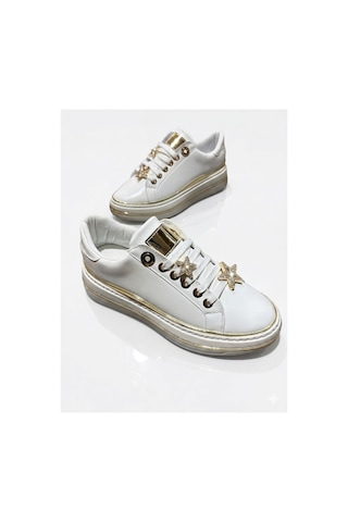 Stoneclass Kadın Yazlık Terletmez Kaydırmaz Taban Hafif Rahat Ortopedik Deri Sneaker Tarz Spor Ayakkabı Beyaz