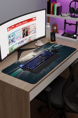 F1 Kaymaz Dikişli Kauçuk Oyuncu Mousepad V1 - 90x40 Xxl Gaming Mouse Pad Fare Altlığı