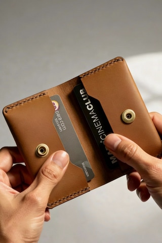 Luvo %100 Hakiki Deri El Yapımı İtalyan Dikişli Unisex Minimalist Cüzdan Kartlık İnce Kompakt Kağıt Para Ve Kart Bölmeli Cüzdan Taba