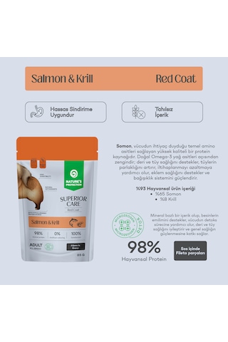 Nature S Protection Superior Care Kızıl Tüylü Köpekler İçin Somonlu & Krilli Sos İçinde Yaş Köpek Maması 85g 12 Adet