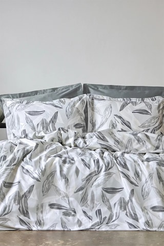 İssimo Home Caliari %100 Pamuk Saten Çift Kişilik Nevresim Takımı Gri - Beyaz