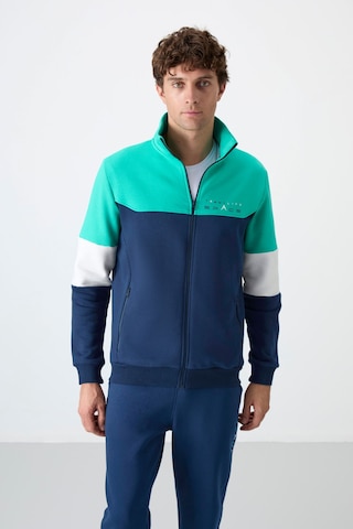 Tommy Life İndigo Dik Yaka Renk Geçişli İçi Polarlı Erkek Eşofman Takımı - 85186 İndigo