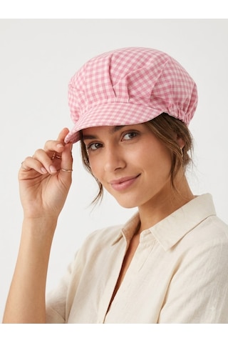 Pembe Pötikareli Aşçı Kepi, Mutfak Bonesi,garson ,fırıncı Bonesi-lastikli İş Bonesi