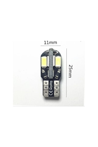 Sisa T10 Led Metal Ultra W5W 8 Ledli Park Tavan Plaka Ampülü 10 Adet Beyaz