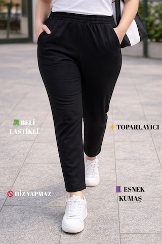Cedy Denim Yüksek Kalite Siyah Büyük Beden Bayan Yüksek Bel Çelik Örme En-boy Likralı Dar Paça Pantolon