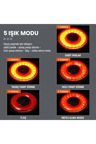 Akıllı Fren Sensörlü Bisiklet Arka Lambası