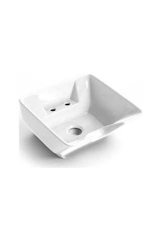 Seramik Kuaför Lavabosu 57 Cm Beyaz Bayan Kare Yıkama Başlığı Beyaz