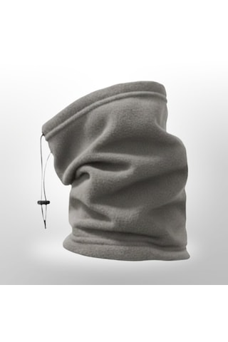Qulothes Termal Polar Soğuk Geçirmez Bere & Boyunluk Unisex Pamuklu Kışlık Ayarlanabilir İpli Bere Gri