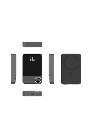 Yifomall 10000mah Metal Ultra İnce Magsafe Mıknatıslı Power Bank - Pd20w Çift Yönlü Hızlı Şarj, Akıllı Led Ekranlı, Gri