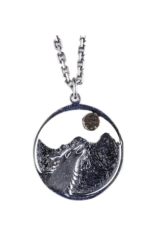 925 Ayar Gümüş Uluyan Kurt Kolye, Dağ Ve Ay Tasarımı, Hayvan Severler İçin Doğa İlhamlı Takı Gümüş