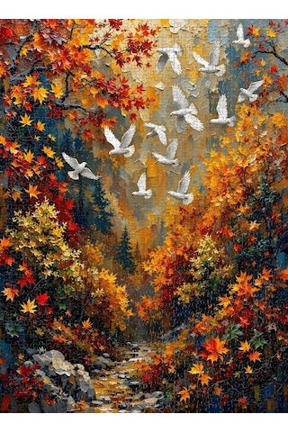 Nova Puzzle 1000 Parça Beyaz Kuşların Dansı Puzzle - Uçuşan Beyaz Kuşlar