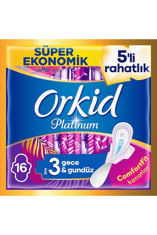 Orkid Platinum Hijyenik Ped Gece Süper Ekonomik Paket 16 Ped