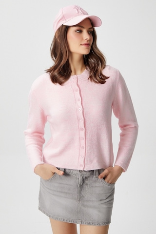 Ritnice Kadın Nina Bisiklet Yaka Pembe Basic Hırka Pembe