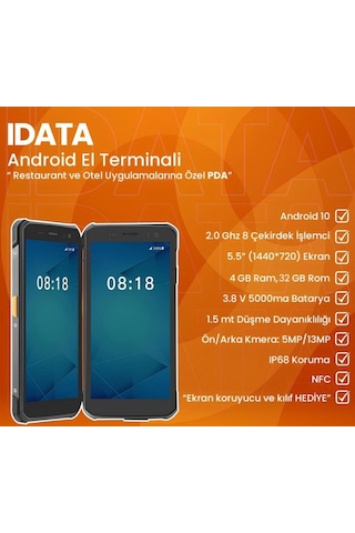 Idata El Terminal Android 5.5" T1 Lite Restaurant Ve Otel Uygulamalarına Özel Pda