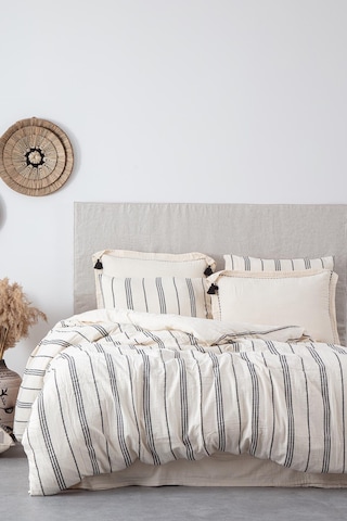 Ecocotton İzgi Çift Kişilik Nevresim Takımı %100 Organik Pamuk Müslin Siyah 200x220 Cm-2262 Siyah