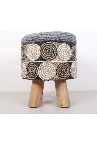 Rafya Puf & Stools-doğal Teak Gövde 42x50 Cm Mix