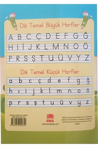 Güzel Yazı Defteri A4 Boy 19x27 CM 24 Yaprak 3 Adet Standart Çizgili Yazı Defteri Dik Temel Harflerle 1. Sınıf