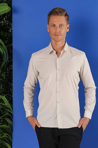 Efor Gk 683 Slim Fit Kum Beji Klasik Gömlek Bej