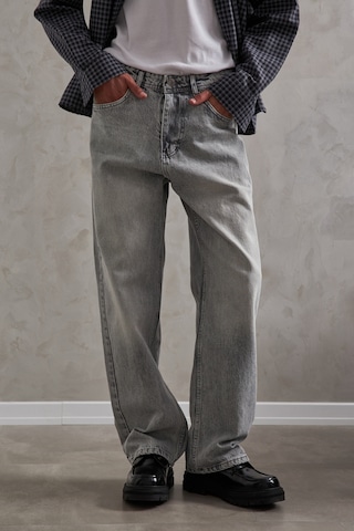 Erkek Ekstra Baggy Jean Pantolon Gri Melanj