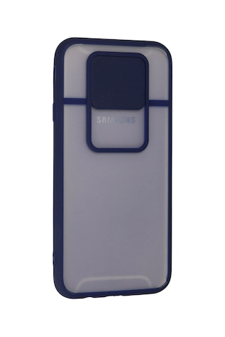 Gld-spt- Newface Samsung Uyumlu Galaxy J7 Pro / J730 Kılıf Palm Buzlu Kamera Sürgülü Silikon - Lacivert