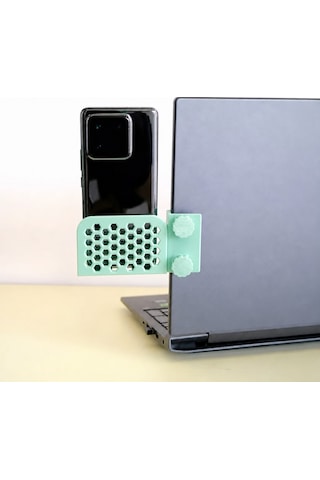 Vaveni 3d Baskı Monitor Telefon Tutucu - Petek Desenli Laptop Kenar Telefon Tutucu-mint Arz