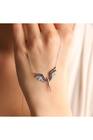 14 Ayar Altın Angel Kolye Blue Topaz