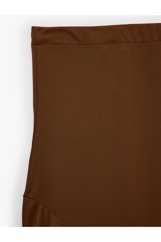 Koton Slim Fit Asimetrik Midi Etek Kahverengi 7wak10213ek Kahve