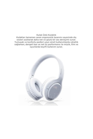 Premium Th53 Beyaz Bluetooth Kulak Üstü Kulaklık Fonksiyonel Giyim Dışı Pratik Alet