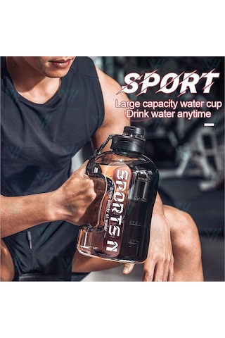 Ww 2.7l Büyük Kapasiteli Pipetli Spor Su Matarası-siyah Siyah