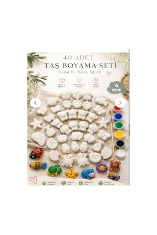 40 Adet 3d Hayvanlar&çiçekler Taş Boyama Figür Çocuk Gelişimi Boyama Etkinlik Seti Zoo Painting