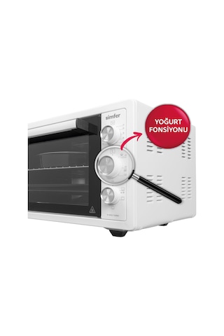 Simfer 4262 Beyaz 42 LT Turbo Fan Piliç Çevirme Mini/Midi Fırın - 6 Fonksiyon,Yoğurt Yapma, Buz Çözme & İç Aydınlatma