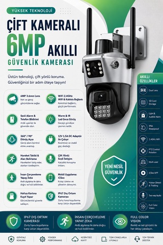 Wifi 2 Kameralı Güvenlik Kamerası